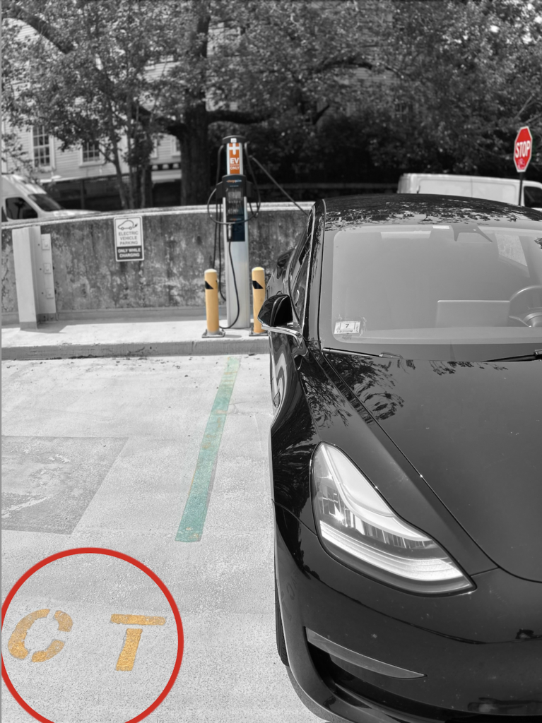 Electric Vehicle plugged in to charger 